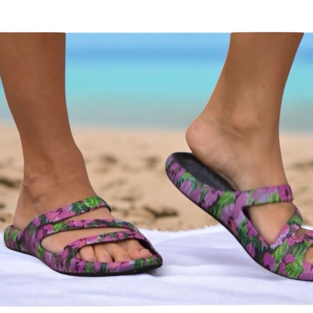 Tony Little CHEEKS Pink & Green Floral Health Comfort Slide- Size 11B - READ - Picture 3 of 9